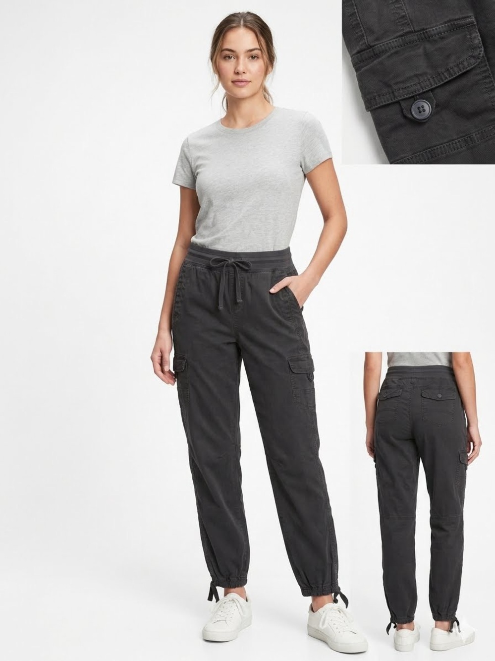 Snap Women's Dark Gray Cargo Jogger Pants